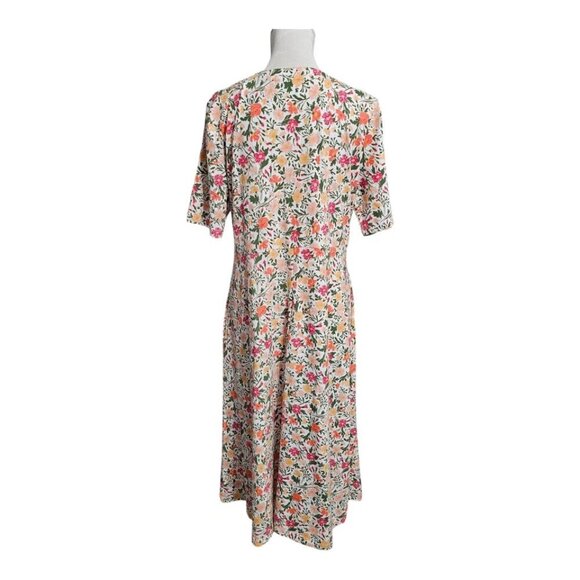 Croft & Barrow Maxi Dress Size Large White Multicolor Floral Short Sleeve - Picture 3 of 8